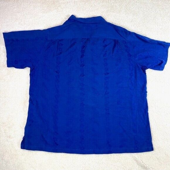 Caribbean Pineapple Silk Shirt Mens Sz 3XT  Blue Hawaiian Camp Button Up Beach - Picture 2 of 11